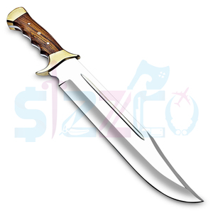 Cuchillo Bowie de Combate Hecho a Mano con Acero D2, Mango de Madera y Funda de Cuero, para Caza y Camping, Garantía de 3 Años, Regalo OEM para Él - Product Image 2