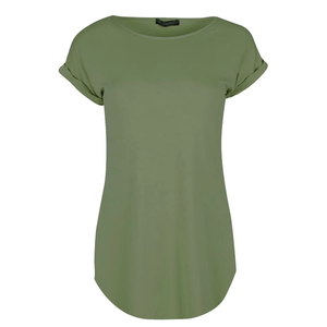 Camiseta de Verano Larga Informal para Mujer, Cuello Redondo, Manga Corta, Estilo Túnica, Ajuste Holgado, Color Sólido - Product Image 6