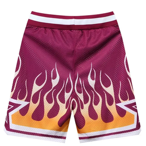 Compra Pantalones Cortos de Malla Sublimados con Diseño de Llamas, Unisex, Personalizables, con Cordón Ajustable, para Baloncesto y Gimnasio - Product Image 2