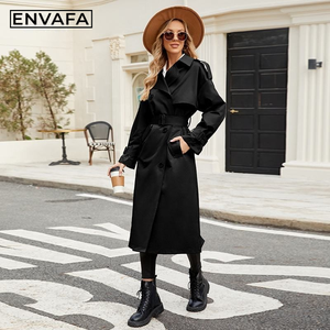 Manteau Trench Long Croisé pour Femme, Modèle Printemps Classique, Couleur Camel avec Ceinture, Logo Personnalisé, Vente en Gros - Product Image 6