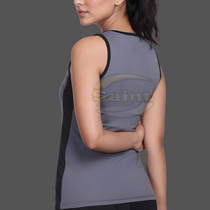Women Solid V-neck Casual Breathable Quick Dry <b>Knitted</b> <b>Tank</b> <b>Top</b> Regular Length Gray <b>Black</b> 100% Cotton - Product Image 2