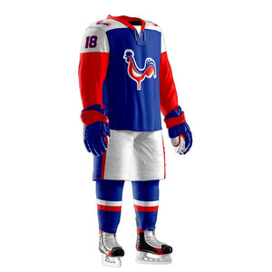 Uniformes de hockey sur glace personnalisés, tissu 100% polyester pour les sportifs, qualité supérieure, vêtements d'équipe de hockey sur glace professionnels, respirants et durables - Product Image 3