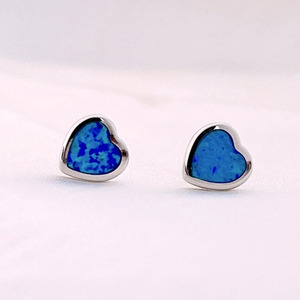 Handmade Wholesale Fashion Jewelry 925 Sterling <b>Silver</b> Blue Heart Jugnu <b>Stud</b> <b>Earrings</b> Ethnic Style Dangle Jhumki for Women - Product Image 1