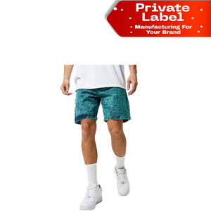 Shorts en jean pour hommes prêts à être expédiés, bleu délavé, taille élastique, prix abordable, vente en gros, qualité supérieure - Product Image 1