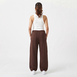 Pantalones de chándal de forro polar grueso de cintura alta y pierna ancha para mujer, estilo hip hop, ajuste regular, largo completo, con cordón en la cintura, para uso casual de invierno - Product Image 6