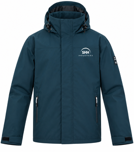 <b>Men</b>’s Teal Waterproof Hooded Shell <b>Jacket</b> <b>Lightweight</b> Windbreaker with Adjustable Cuffs Zip Pockets Custom Outdoor Rainwear - Product Image 1