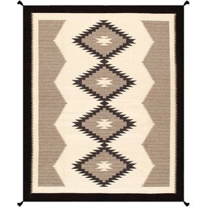 Alfombra Navajo Kilim Tejida a Mano, de Lana Fina, con Diseño Geométrico de Diamantes en Tonos Tierra, para Sala de Estar, Dormitorio o Oración - Product Image 1