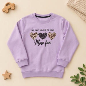 Girls Solid Color Crew Neck Sweatshirt Long Sleeve Leopard <b>Heart</b> Letter <b>Print</b> Pullover <b>Top</b> - Product Image 4