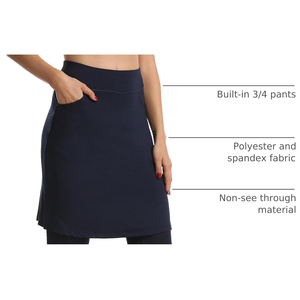Jupe crayon modeste pour femme, taille haute, couleur unie, avec poches, respirante, tricotée, décontractée, toutes saisons, longueur genou, coupe droite - Product Image 6