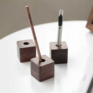 Walnut Wood Pen Holder Simple Solid Creative Wooden <b>Storage</b> for <b>Tabletop</b> Study and Desk for Home Decoration - Product Image 5