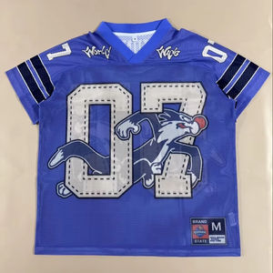 Maillot de football décontracté pour homme sur mesure de haute qualité, avec logo frontal, col en V, coupe régulière, respirant, séchage rapide, en maille imprimée - Product Image 1