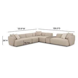 Modern L-Shape Sectional <b>Sofa</b> Set With Fabric <b>Cover</b> Cushion Back <b>For</b> Living Room - Product Image 6