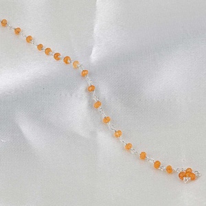 3mm 4mm Natural Carnelian Rondelle Faceted Beads Link Chain Silver Beaded <b>Rosary</b> Chain Handmade Necklace Direct Manufacturer - Product Image 4