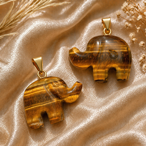 Rose Gold Plated Tiger Eye <b>Elephant</b> Pendant Hand Carved Gemstone Animal Charm Lucky Figurine Wholesale Jewelry Home Decor - Product Image 6