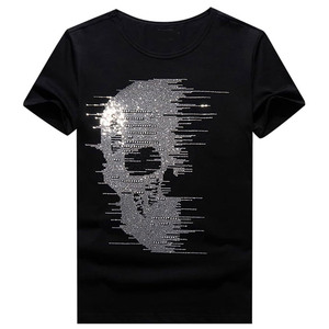 เสื้อผ้าสตรีทแวร์พรีเมียม ผ้าฝ้าย ประดับเพชรเทียม แขนสั้น ลายพิมพ์ตกแต่งด้วยหิน ผลิตตามสั่ง จำหน่ายส่ง - Product Image 1