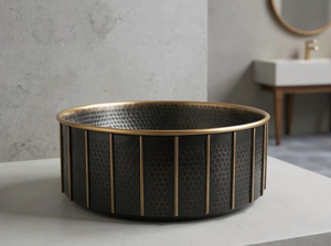 Handmade Black Gold Hammered Brass Vessel Sink Luxury Two Tone Brass Bathroom Wash <b>Basin</b> Decorative Vanity <b>Basin</b> - Product Image 3