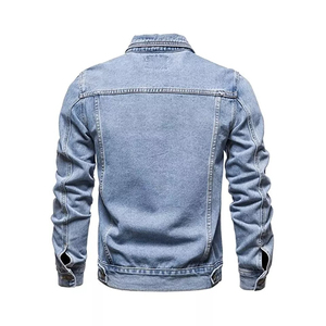 Hot Sale Men's Vintage Jeans <b>Denim</b> <b>Jacket</b> Solid Color with Pockets Breathable Washed Finished for Autumn - Product Image 3