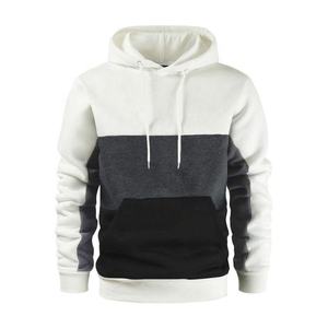 Sudadera con Capucha para Hombre, Diseño Color Block, Corte Regular, Informal, con Bolsillo, Ropa de Calle para Invierno, 100% Algodón, Transpirable, Negro y Blanco - Product Image 3
