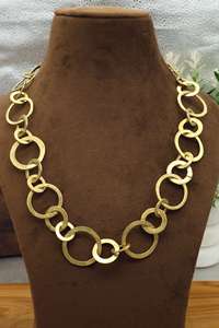 Handmade Golden Chain Link <b>Necklace</b> <b>Statement</b> Circle Modern Minimal Jewelry, Chunky Linked <b>Necklace</b> - Product Image 3