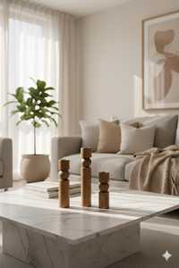 Juego de 3 Portavelas de Madera con Forma de Columna, Decoración para el Hogar, Acabado Natural, Diseño Redondo - Product Image 5