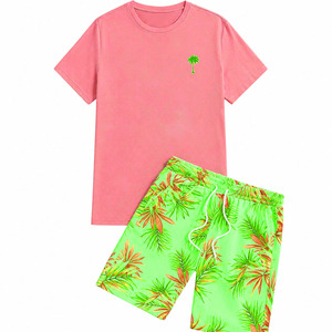 Casual Wear Men <b>Twin</b> <b>Sets</b> for Adults Hot Sale Product New Arrival Men Summer Short Sleeve T Shirts and Shorts Cotton Contrast - Product Image 4