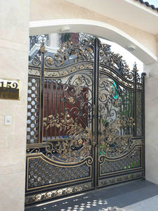 Puerta de Hierro Europea de Lujo, Estilo Francés, Acero Sólido, Marco de 16x16 mm, Recubrimiento en Polvo de Cobre Negro, Decorativa - Product Image 4