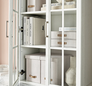 ตู้เก็บของครัวไม้มะฮอกกานีแบบคลาสสิกเรียบง่าย สีขาว พร้อมบานกระจก สำหรับห้องรับประทานอาหารและห้องนั่งเล่น - Product Image 3