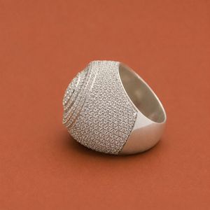 925 Sterling <b>Silver</b> Round Cut Moissanite Hip Hop Wedding Engagement Band <b>Ring</b> for <b>Men</b> - Product Image 3