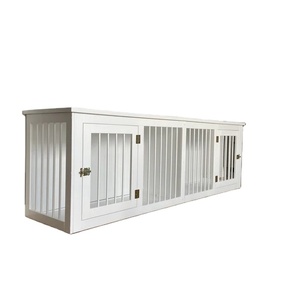 Perrera apilable de 2 puertas para perros grandes, jaula de madera resistente para perros, mesa auxiliar, muebles de casa de madera para mascotas, interior para 2 perros grandes