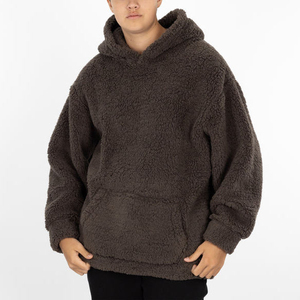 Sweat-shirt à capuche oversize en similicuir pour homme, couleur unie, décontracté, pour l'hiver, anti-boulochage, respirant, tricoté, écologique - Product Image 1