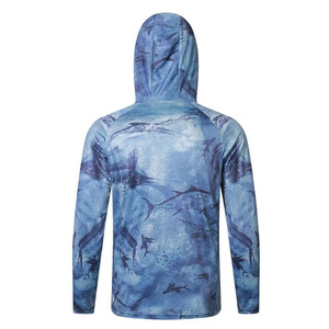 Camiseta de Manga Larga con Capucha para Hombre, Protección UV, Estampado de Peces, Ajustada, de Poliéster, para Verano y Actividades al Aire Libre - Product Image 2