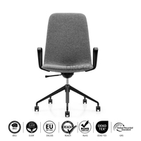 Chaise de bureau pivotante en tissu et cuir, design moderne, hautement réglable, conforme aux normes BIFMA EN1335 et BSCI, pour espace de coworking, réunion, conférence