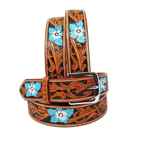 Western <b>Cowboy</b> Belt With Floral Embossed Design & Best Quality Leather <b>Top</b> Wholesale Manufacturer for Men & Women Supplier - Product Image 1
