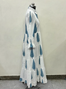 เดรสลำลองผู้หญิง ผ้าทอ 100% คอตตอน ลายพิมพ์ดอกไม้/สีพื้น แต่งโครงสร้าง แขนสั้น เอวทรงเอ็มไพร์ ทรงเบบี้ดอลล์ - Product Image 5