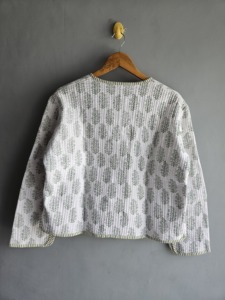 Quilted Cotton <b>Jacket</b> <b>Women</b> V Neck Floral Print Three Quarter Sleeve <b>Spring</b> Lightweight Outerwear gift for her - Product Image 6