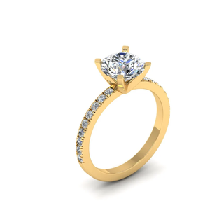 Classic Women's Diamond Engagement Ring Round Cut Prong Setting Solid 10K Real Gold Band Pave Side Stones - Product Image 1
