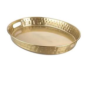 Bandeja redonda de latón puro con diseño floral grabado para servir comida, bandeja decorativa para el hogar, para decoración de restaurantes y hoteles. - Product Image 2