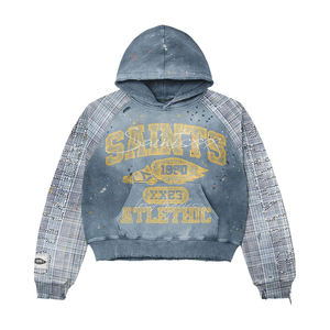 Conjunto de Sudadera con Capucha y Pantalones de Chándal de Algodón Grueso Lavado Estilo Vintage con Efecto Desgastado por el Sol para Hombre, Chándal Urbano Personalizado con Pedrería - Product Image 2