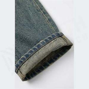 Jean en denim délavé taille haute coupe large pour homme, style décontracté en coton, collection automne - Product Image 6