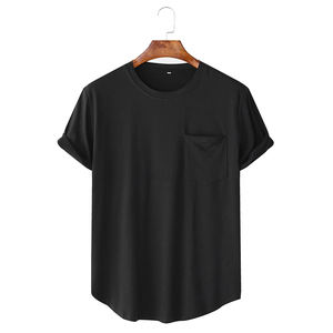 T-shirt décontracté pour homme 100% coton, coupe ample, manches courtes, avec poche poitrine, personnalisable, multicolore, vente en gros - Product Image 4
