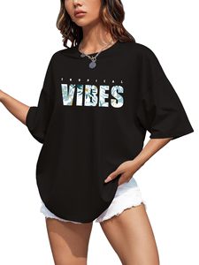 T-shirt vintage oversize pour femme style streetwear, épaules tombantes, en coton – Fabricant - Product Image 2
