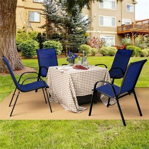 Navy 2-Pack <b>Stackable</b> Patio <b>Dining</b> <b>Chairs</b> Ergonomic Steel Frame with 330 LBS Capacity Breathable Fabric Outdoor <b>Chairs</b> - Product Image 2