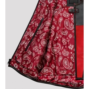 Gilet de motard en cuir véritable pour homme avec panneaux en maille rouge, sangles latérales réglables, doublure Paisley et design OEM personnalisé - Product Image 4