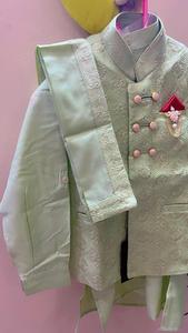 Ensembles de vêtements traditionnels indiens pour garçons, en soie et coton, séchage rapide, 2 pièces, pour mariage, festival, fête - Product Image 4