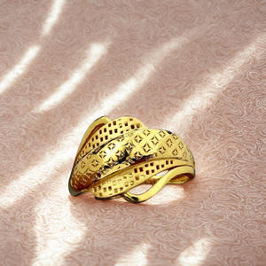 Gold Plated Flower <b>Ring</b> for Women | Two-Tone Floral Leaf Design | Luxury Indian Engagement <b>Finger</b> Jewelry - Product Image 5