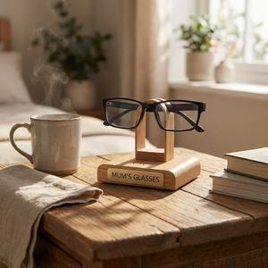 Custom <b>Wooden</b> Glass Holder For Tabletop Desk Decor <b>Wooden</b> Specks Holder By Universal Overseas India - Product Image 1