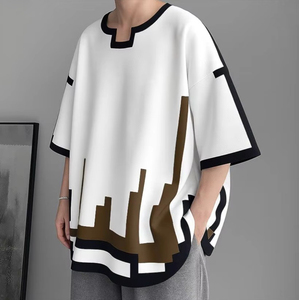 Camiseta Casual de Manga Corta para Hombre, Tejida, 100% Algodón, con Serigrafía, Talla Grande, Elasticidad Media, Corte Holgado, Transpirable - Product Image 3