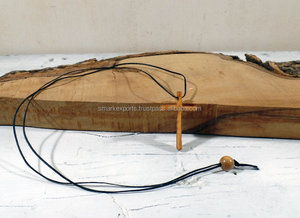 "Crucifijo cruzado de madera de olivo de la mejor calidad-Collar colgante religioso de madera natural hecho a mano" - Product Image 3