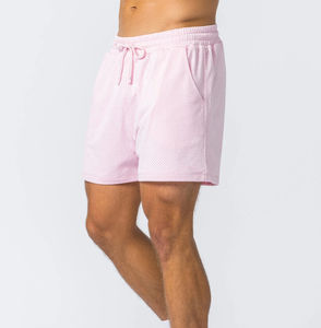 Pantalones Cortos de Malla Rosa para Hombre, Corte Regular, con Cordón Ajustable, Cintura Elástica, Bolsillos Laterales Abiertos y Malla de Poliéster - Product Image 4