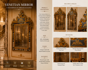 Venetian Wooden Carved <b>Antique</b> Wall Mirror Etched Floral Beveled <b>Frame</b> <b>Antique</b> Silver Full Length Decorative Luxury Handmade - Product Image 2